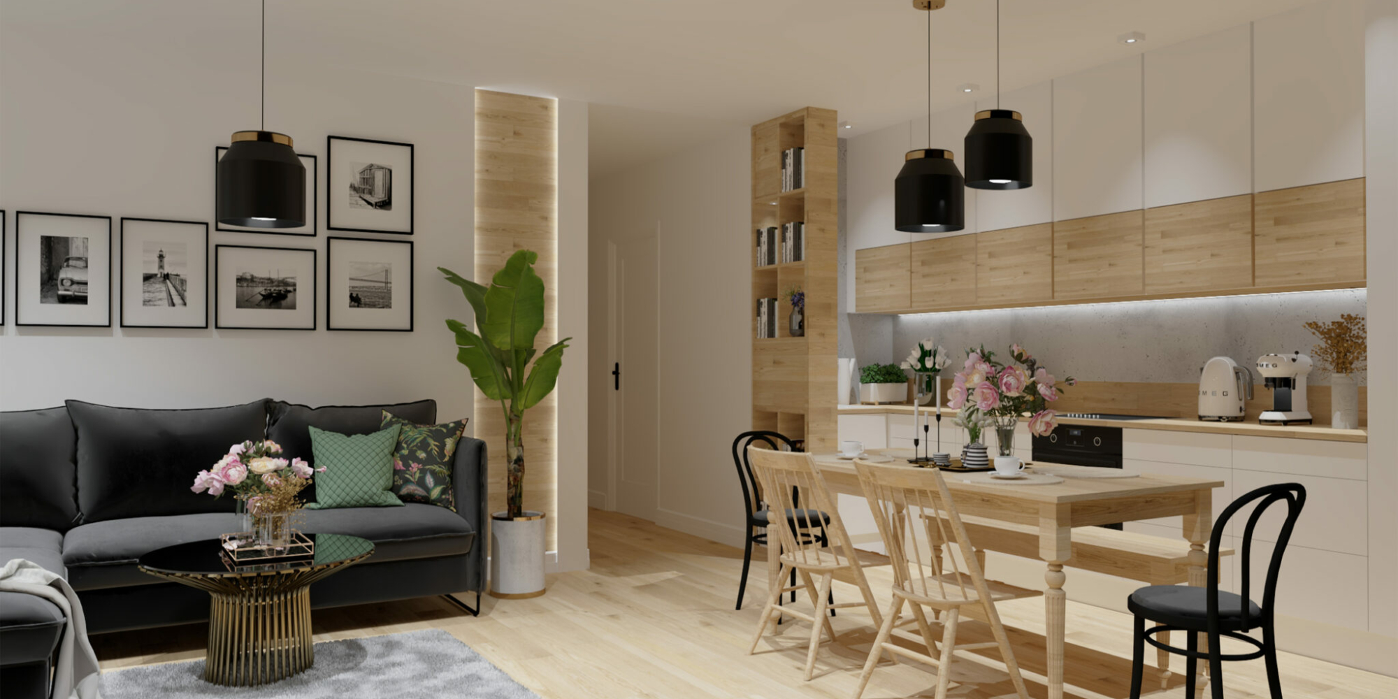 Salon z aneksem kuchennym